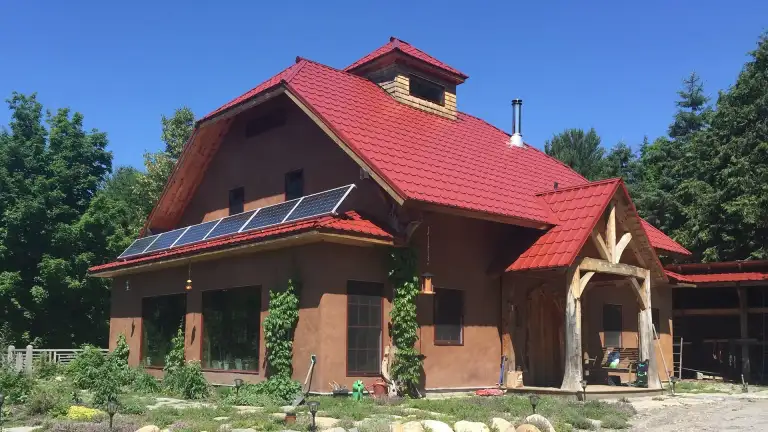 A completed steel tile metal roof